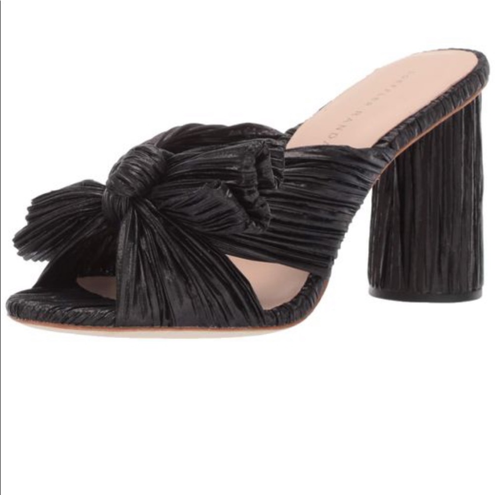 Loeffler Randall Black Knotted Raffia Block Heel Mule